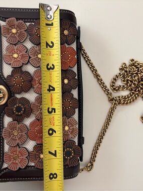 Coach Riley tea rose purse  Appliqué Crossbody Bag in Brown and Tan EUC